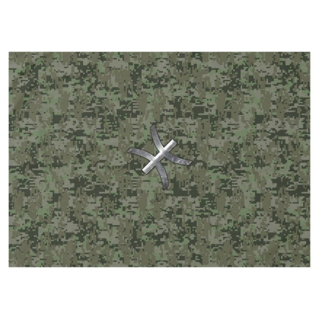 Toalha De Mesa Peixes Sinal de Zodíaco no Decor da Camo Digital W (Frente (Horizontal))