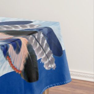 Toalha De Mesa Penas de cor azul exótica