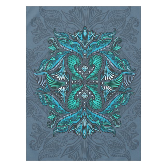 Toalha De Mesa Penas de Peacock Místicas (Frente)