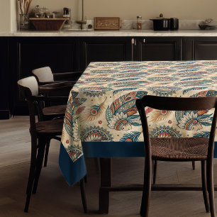 Toalha De Mesa Penas tribais nativas Penas de pântano azul pastos