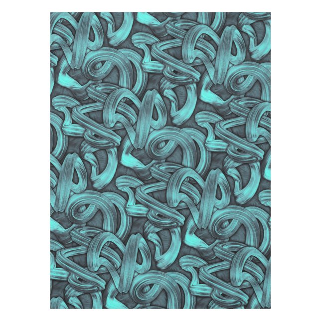 Toalha De Mesa pensamento profundo - preto e azul turquesa : (Frente)