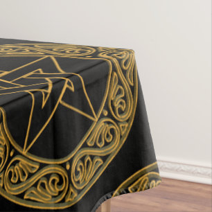 Toalha De Mesa Pentágono Dourado Elegante Wicca Star Altar