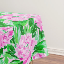 Toalha De Mesa Peônia Rosa Flora Verdejante Botânica Elegante