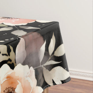 Toalha De Mesa Peônias em Aquarela com Lavagem Pastel