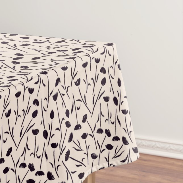 Toalha De Mesa Pequena Flora Black Cream (Posição Original)