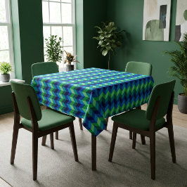 Toalha de Mesa Pequena Ombre Chevron Azul Verde