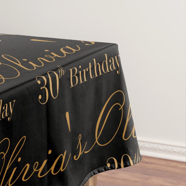 Toalha De Mesa Personalizado Preto e Dourado (Posição Original)