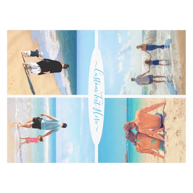 Toalha De Mesa Personalizar a Tabela de Colagem de Fotografias co (Frente (Horizontal))