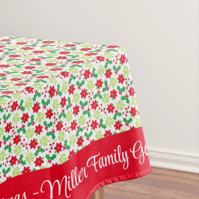 Toalha De Mesa Personalizar Nome ou Texto da Família do Feliz Nat (Posição Original)