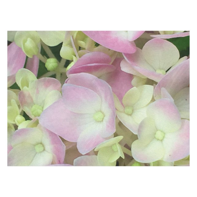 Toalha De Mesa Pétalas de Hydrangea, Cor-de-Rosa, Branca Antiquad (Frente (Horizontal))