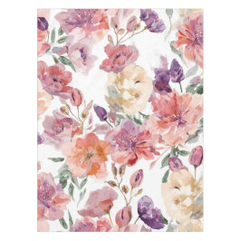 Toalha De Mesa Pétalas de Pêssego Flores de Aquarela Botânica Flo