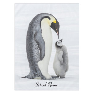 Toalha De Mesa Petting Penguin e Pintinho personalizados e bonito