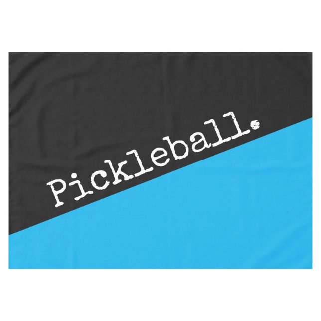 Toalha De Mesa PICKLEBALL Azul Céu Preto Bloco de Cor Diagonal (Frente (Horizontal))
