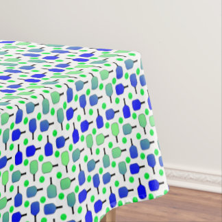 Toalha De Mesa Pickleball Azul e Verde Coloca bolas Verdes