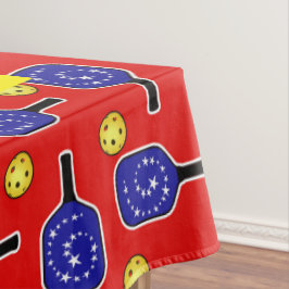 Toalha De Mesa Pickleball Vermelho Branco Azul Bandeira Americana