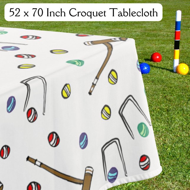 Toalha De Mesa Picnic inspirado no Croquet Party (This croquet tablecloth, perfect for a garden party, features my hand-drawn, unique croquet pattern.)