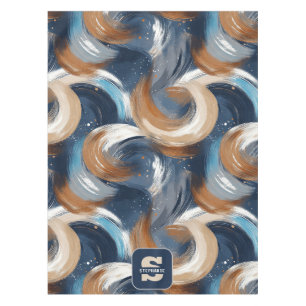 Toalha De Mesa Pincéis de Abstrato em azul, branco e castanho