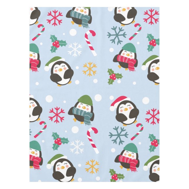 Toalha De Mesa Pinguim de Natal bonito (Frente)
