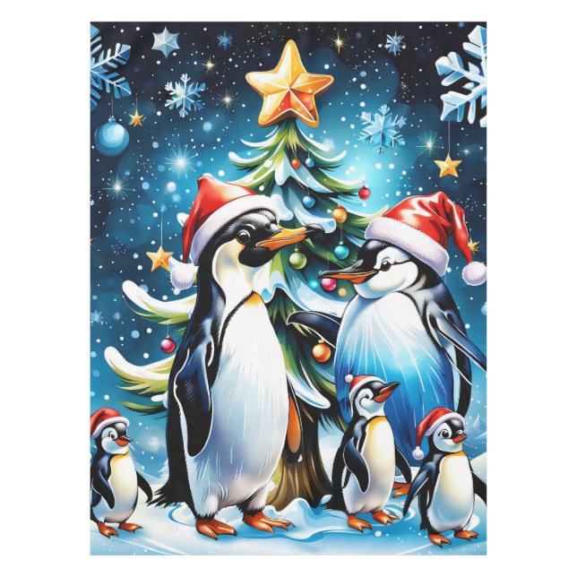 Toalha De Mesa Pinguins bonitos no estilo animado (Frente)