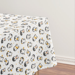 Toalha De Mesa Pinguins de natal bonitos em branco