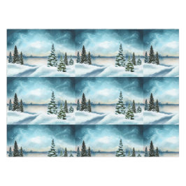 Toalha De Mesa Pinheiros nevados perto de um lago
