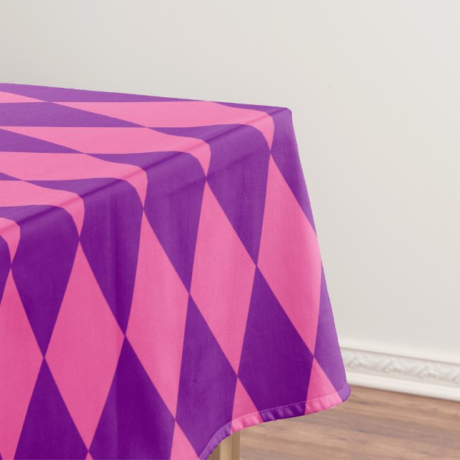 Toalha De Mesa Pink and Purple Harlequin Checkered Design  (Criador carregado)