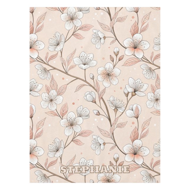 Toalha De Mesa Pink Cherry Blossom Sakura Padrão a Rosa (2) (Frente)