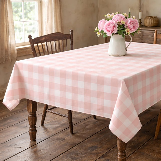 Toalha De Mesa Pink Gingham Cotton Tablecloth  (Criador carregado)