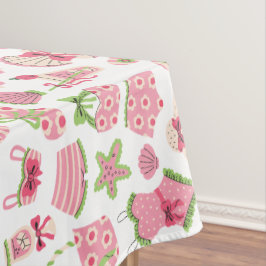 Toalha De Mesa Pink & Green Coquette Summer Beach Vacation