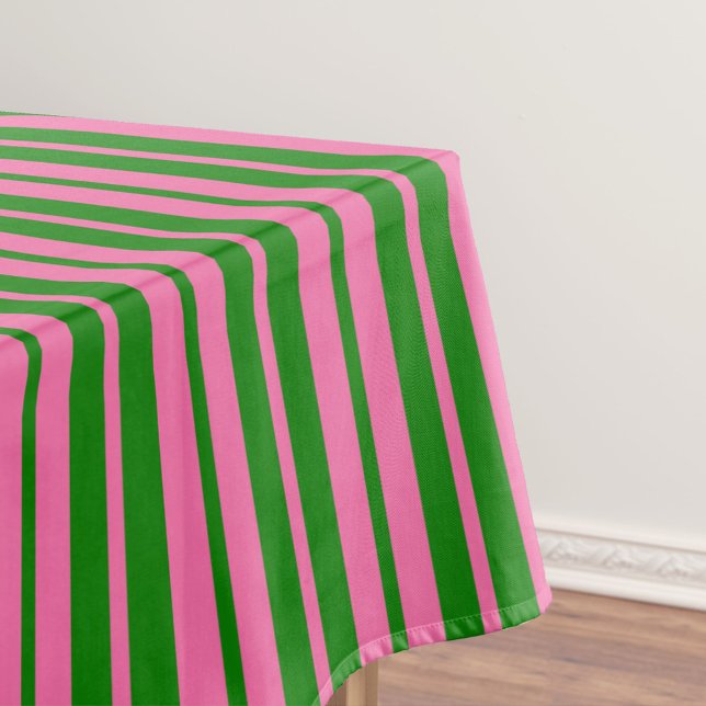 Toalha De Mesa Pink Green Stylish Stripes Pattern Design  (Criador carregado)