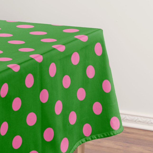 Toalha De Mesa Pink On Green Polka Dots Pattern Design  (Criador carregado)