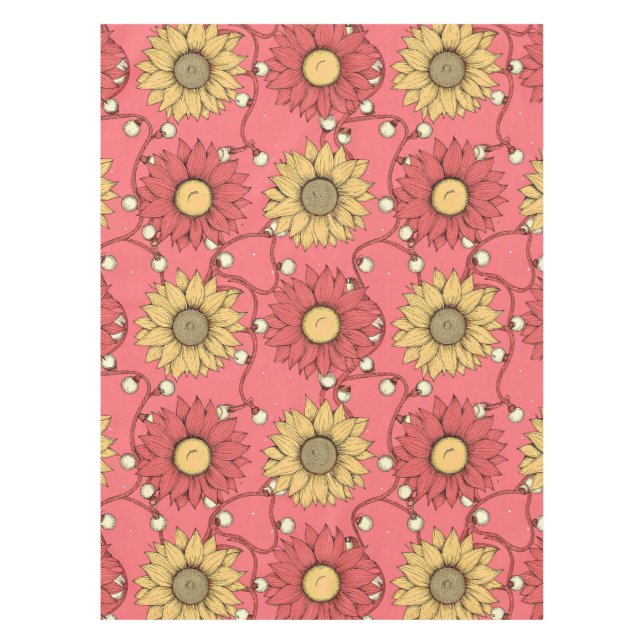 Toalha De Mesa Pink Sunflowers Christmas (Frente)