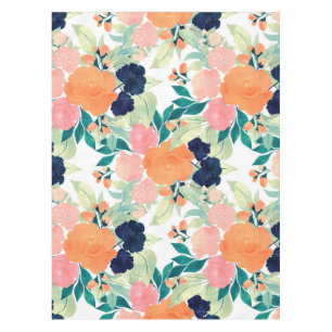 Toalha De Mesa Pintor de Aquarela Azul Cor de Rosa e Laranja Eleg