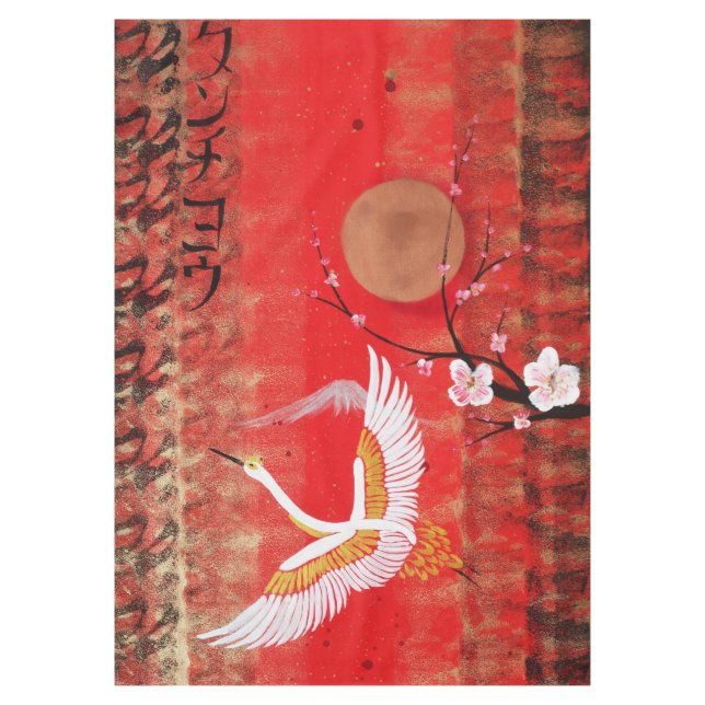 Toalha De Mesa Pintor vermelho sakura japonês (Frente)
