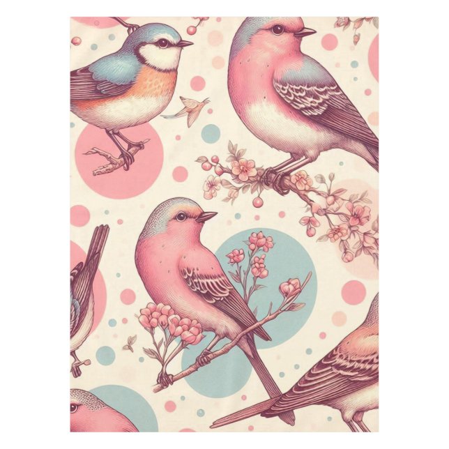 Toalha De Mesa Pintura De Pintura De Pássaros Cons (Frente)