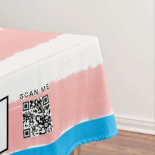 Toalha De Mesa Pintura em Aquarela Azul Rosa Branco Show de Artes