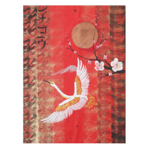 Toalha De Mesa Pintura vermelha japonesa de Japão sakura do sol