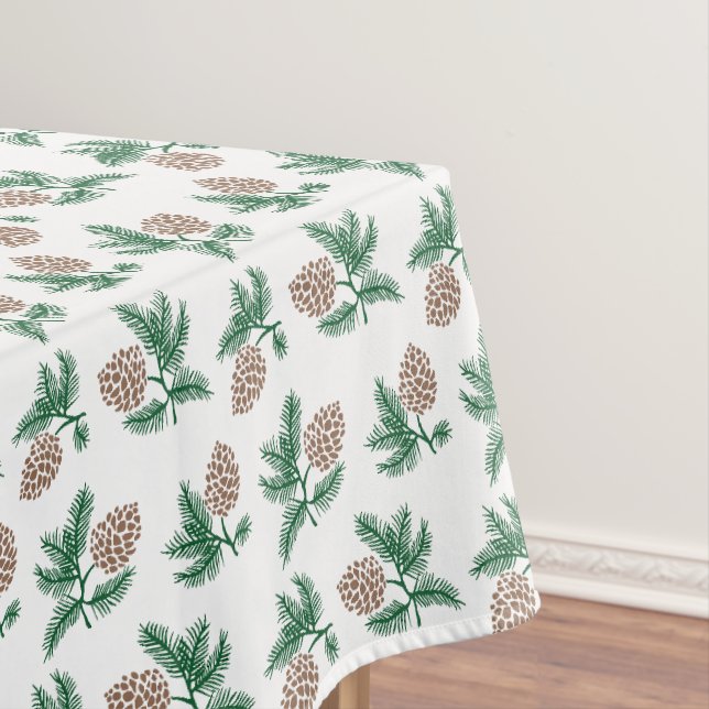 Toalha De Mesa Pinus verdes com férias de pinecones castanhos (Posição Original)