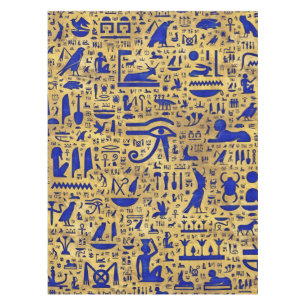 Toalha De Mesa Piróglifo egípcio Lapis Lazuli e Dourado