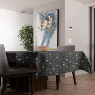 Toalha De Mesa Pixels Reprodução Verificar Padrão Preto da Cinza