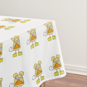 Toalha De Mesa Pizza Branca de Tablecloth Rato de Queijo Amarelo