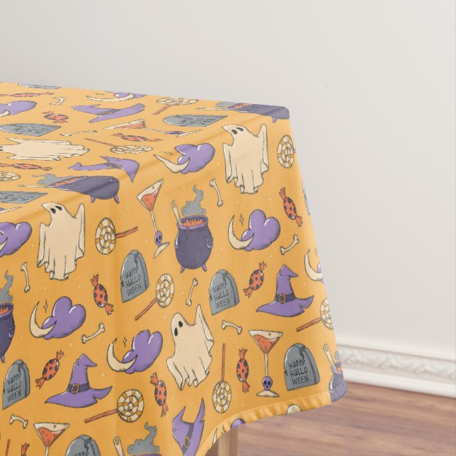 Toalha De Mesa Playful Halloween Ghosts and Witches Patterno (Posição Original)