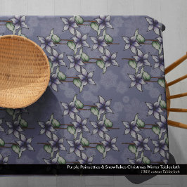 Toalha De Mesa Poinsetos roxos e flocos de neve no Natal