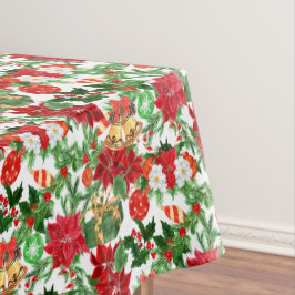 Toalha De Mesa Poinsettia Dourada Floral Natal