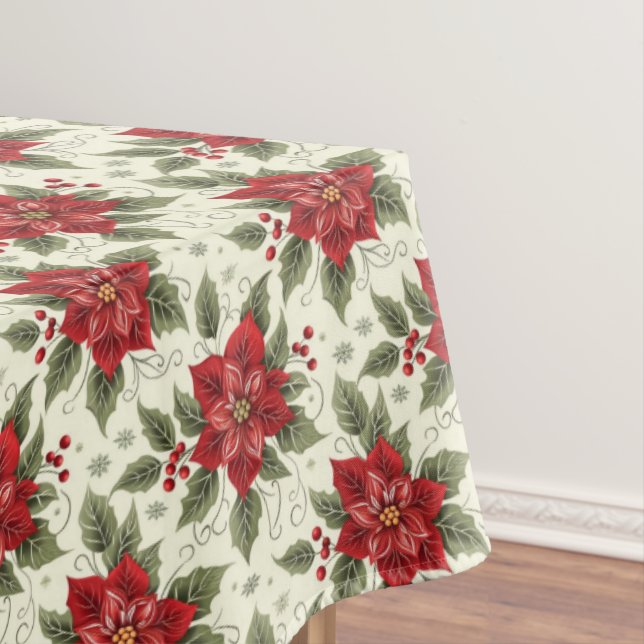 Toalha De Mesa Poinsettia Floral Tablecloth de Natal Elegante (Posição Original)