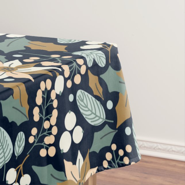 Toalha De Mesa Poinsettia negro de fundo férias de inverno (Posição Original)