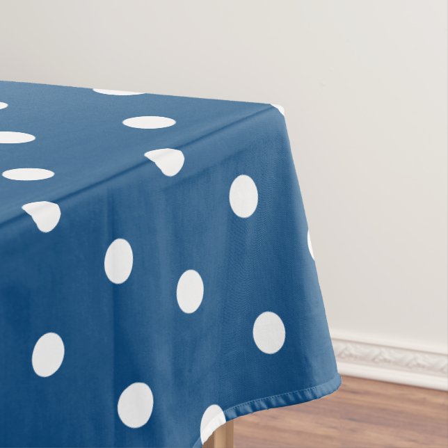 Toalha De Mesa Pontos Brancos Profundo Azul Ártico (Posição Original)