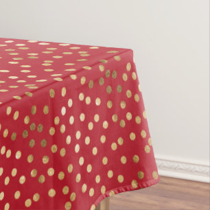 Toalha De Mesa Pontos Dourados da cidade do brilho no vermelho da