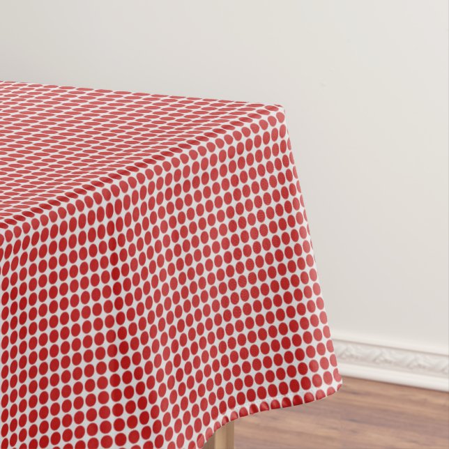 Toalha De Mesa Pontos Horizontais Padrão Gráfico Vermelho Branco (Posição Original)