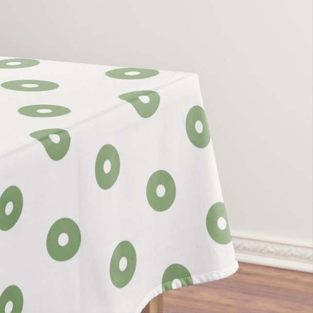 Toalha De Mesa Pontos Polka Brancos Verdes (Posição Original)